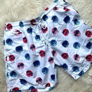 NWT Free Planet Palm Tree Swim Trunks Shorts Size Large